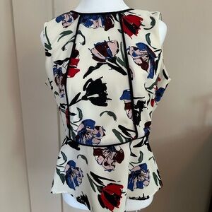 Banana Republic Red and Blue Asymmetrical Peplum Blouse